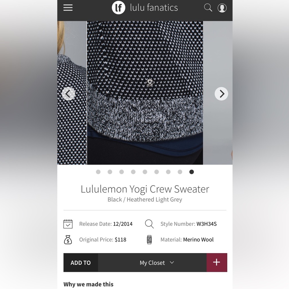 Lululemon Merino Wool Yogi Crew Sweater - Picture 3 of 10